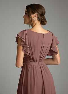 Azazie Daphne Modest Bridesmaid Dresses A-Line Ruffled Chiffon Floor-Length Dress image6