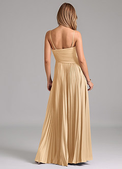Azazie Vini Brautjungfernkleider A-Linie Plissee Stretch-Satin Kleid Gold image6