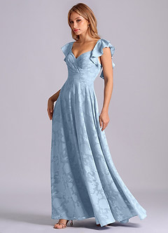 Azazie Leilani Robes de demoiselle d'honneur Robe Trapèze en Blumen-Burnout Encolure en Forme de Cœur Bleu Ciel image4