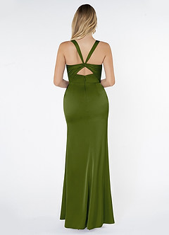 Azazie Mero Bridesmaid Dresses Juniper Mermaid Pleated Stretch Satin Dress image3