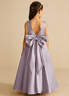 Azazie Pipsy Blumenmädchenkleider A-Linie Schleifen Matte Satin Kleid Dämmerung image1
