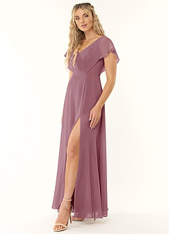 Azazie Rylee Bridesmaid Dresses Vintage Mauve A-Line Pleated Chiffon Dress image3