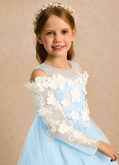 Azazie Lilah Flower Girl Klänningar Klänning A-linje i Tyll Spets image6