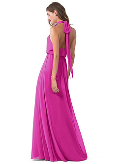 Azazie Landry Jurken voor bruidsmeisjes Jurk van Mesh met A-Lijn Geplooid Fuchsia image5