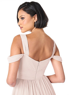 Azazie Lianne Bridesmaid Dresses Rose Petal A-Line Off the Shoulder Chiffon Dress image6