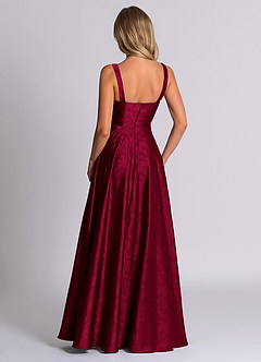 Azazie Shaude 신부 들러리 드레스 A라인 주름진 자카드 바닥 길이 드레스 image6