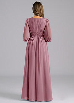 Azazie Palerma Bridesmaid Dresses Vintage Mauve A-Line Long Sleeve Chiffon Dress image2