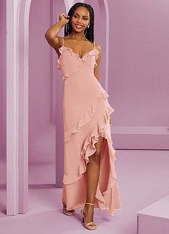 Barbie ♥ Azazie Bridesmaid Dresses Rosette Sheath Chiffon Dress image3