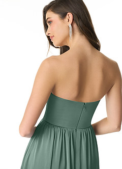 Azazie Morana Bridesmaid Dresses Eucalyptus A-Line Off the Shoulder Stretch Satin Convertible Dress image8