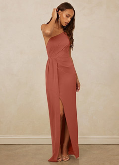 Christian Siriano Bridal for Azazie 1003 Bridesmaid Dresses Clay Sheath One Shoulder Chiffon Dress image3