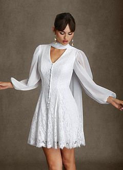 Azazie Dionne Hochzeitskleider A-Linie Spitze Kleid Diamantweiß image10