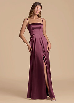 Azazie Wren Jurken voor bruidsmeisjes Jurk van Metaalachtig Satijn met A-Lijn Strapless Cabernet image5