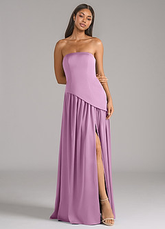 Azazie Adeline Bridesmaid Dresses Wisteria A-Line Strapless Stretch Satin Convertible Dress image3