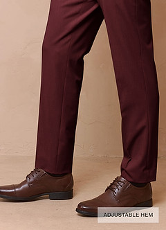 front Savile Burgundy Wool Blend Dress Pants