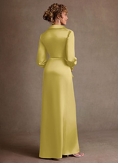 Azazie Jacinta Mère de la mariée Robes Robe Fourreau en Satin extensible Plissée Canari image3