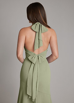 Azazie Magda Bridesmaid Dresses Pistachio Mermaid High Neck Chiffon Dress image2