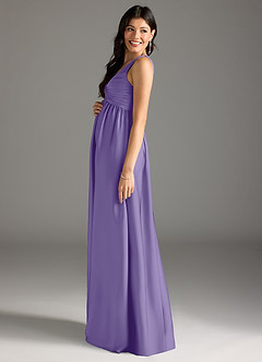 Azazie Yetta Maternity Bridesmaid Dresses A-Line Pleated Stretch Satin Floor-Length Dress image4