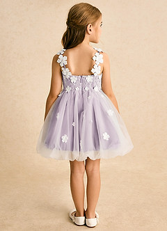 Azazie Teacup Flower Girl Dresses Ivory Frosted Lilac Ball-Gown Lace Tulle Dress image10