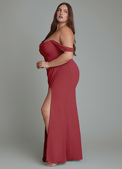 Azazie Johana Bridesmaid Dresses Pomegranate Mermaid Off the Shoulder Chiffon Convertible Dress image13