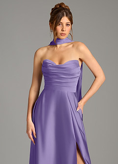 Azazie Ayla Bridesmaid Dresses Tahiti A-Line Corset Stretch Satin Dress image2