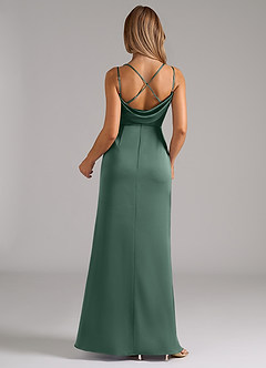 Azazie Callan Final Sale Eucalyptus A-Line Pleated Stretch Satin Convertible Dress image2