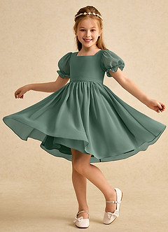 Azazie Jolie Blumenmädchenkleider A-Linie mit ärmel Chiffon Kleid Eukalyptus image3