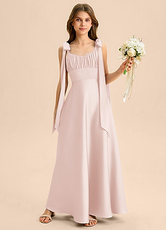 Azazie Halley Junior Klä av A-Line i Stretch Satin Rosett image1