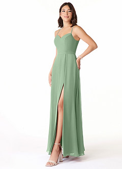 Azazie Mandy Vente Finale Robe A-ligne en Mousseline de soie Encolure en Forme de Cœur Desert Rose image3