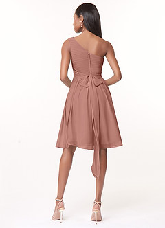 Azazie Katrina Bridesmaid Dresses Cedar Rose A-Line One Shoulder Chiffon Dress image2
