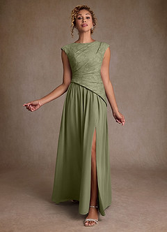 Azazie Kalleen Mother of the Bride Dresses Pistachio A-Line Pleated Chiffon Dress image2