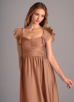 Azazie Anaya Vestidos de damas de honor Vestido de Bronceador de Satén Elástico de Corte en A Convertible con Escote de Corazón image6