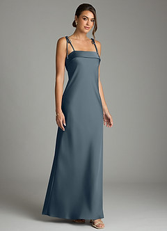 Azazie Ellia Robes de demoiselle d'honneur Robe Fourreau en Satin extensible Nœud Violet Crépusculaire image3