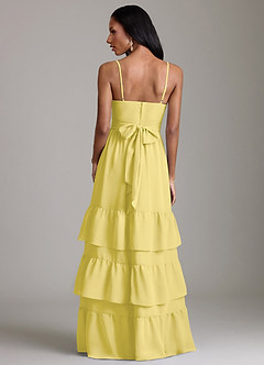 Azazie Nathalia Vestidos de damas de honor Vestido de Canario de Gasa de Corte en A con Volante image2