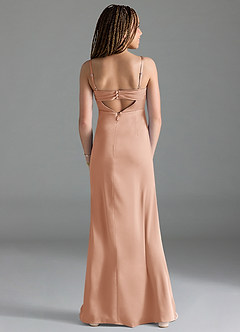 Azazie Leonis Junior A-Linie Plissee Stretch-Satin Kleid Roségold image2