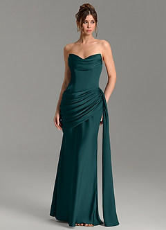 Azazie Zorah Bridesmaid Dresses Pine Mermaid Corset Stretch Satin Convertible Dress image4