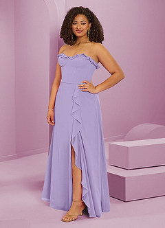 Barbie ♥ Azazie Robes de demoiselle d'honneur Robe Trapèze en Mousseline de soie Encolure en Forme de Cœur Lilas image11
