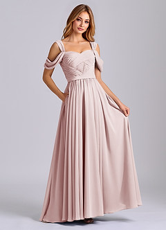 Azazie Koa Brudtärnklänningar Klä av A-Linje i Chiffong Av axeln Rodnande Rosa image4