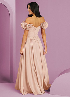 Barbie ♥ Azazie Bridesmaid Dresses English Rose A-Line Off the Shoulder Chiffon Convertible Dress image2
