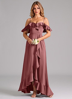 Azazie Lyra Bridesmaid Dresses Amethyst A-Line Off the Shoulder Stretch Satin Convertible Dress image5