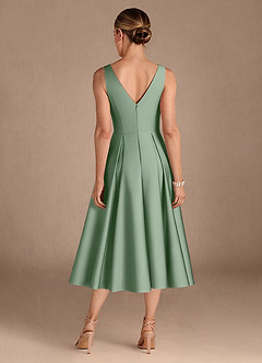 Azazie Fulton Mother of the Bride Dresses Matcha A-Line Pleated Stretch Satin Dress image3