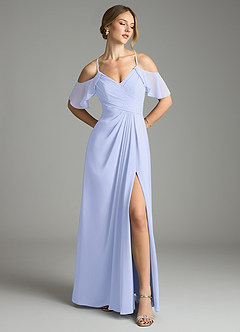 Azazie Dakota Bridesmaid Dresses Lavender A-Line V-Neck Pleated Chiffon Dress image1