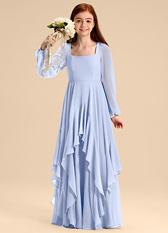 Azazie Clara Junior Abito A-Line in Chiffon Blusa Ghiaccio image3