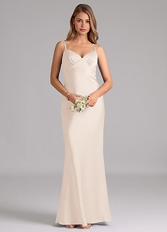 Azazie Suttona Bridesmaid Dresses White Alabaster A-Line Pleated Stretch Satin Dress image6