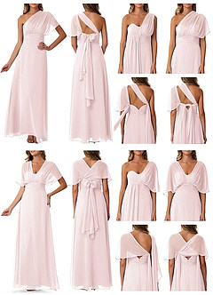 Azazie Fifi Vestidos de damas de honor Vestido de Rosa Rubor de Gasa de Corte En A Convertible con Sin tirantes image10
