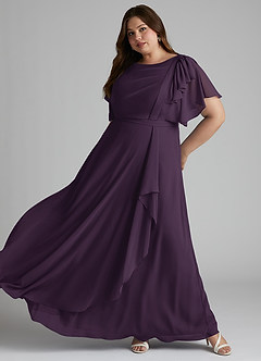 Azazie Aaliyah Modest Bridesmaid Dresses A-Line Scoop Pleated Chiffon Floor-Length Dress image16