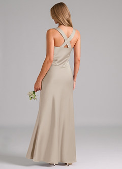Azazie Kamila Brautjungfernkleider A-Linie Plissee Stretch-Satin Kleid Frost image2