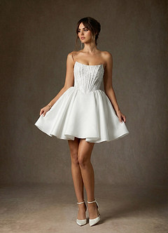 Azazie Barica Wedding Dresses Diamond White A-Line Strapless Lace Dress image2