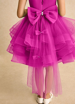 Azazie Tinie Flower Girl Dresses Fuchsia Ball-Gown Bow Tulle Dress image7