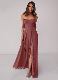Barbie ♥ Azazie Jurken voor bruidsmeisjes Converteerbaar Jurk van Chiffon met A-Lijn Off the Shoulder Amethist image3