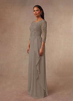 Azazie Calanthe Abiti per la Madre della Sposa Abito A-Line in Chiffon con Scollo a U Taupe image2